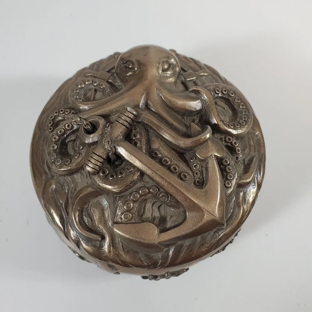 Summit Collection Nautical Ocean Jewelry Trinket Box Octopus Anchor Kraken